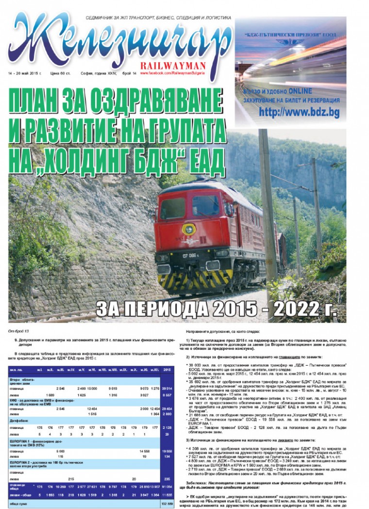 Вестник "Железничар", брой 14 / 2015